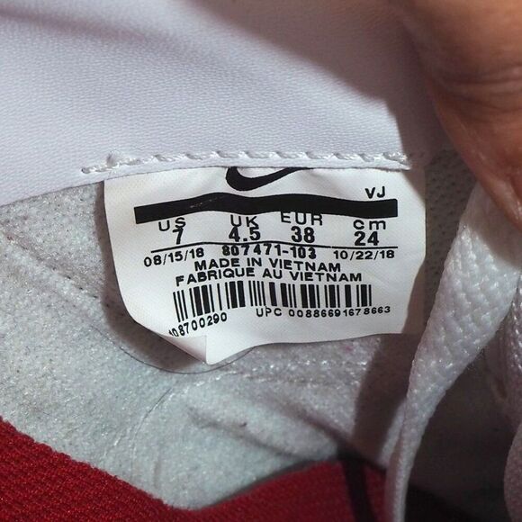 Nike Classic Cortez Leather 'White Red' Casual Sneakers 807471-103 Women's 7 - Picture 10 of 11